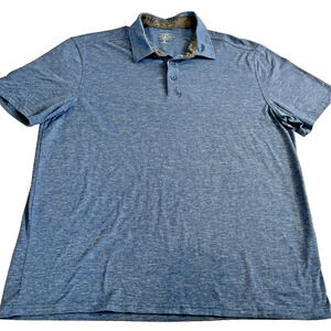 G.H. Bass Men Polo Shirt Blue Heather Short Sleeve Casual Size L